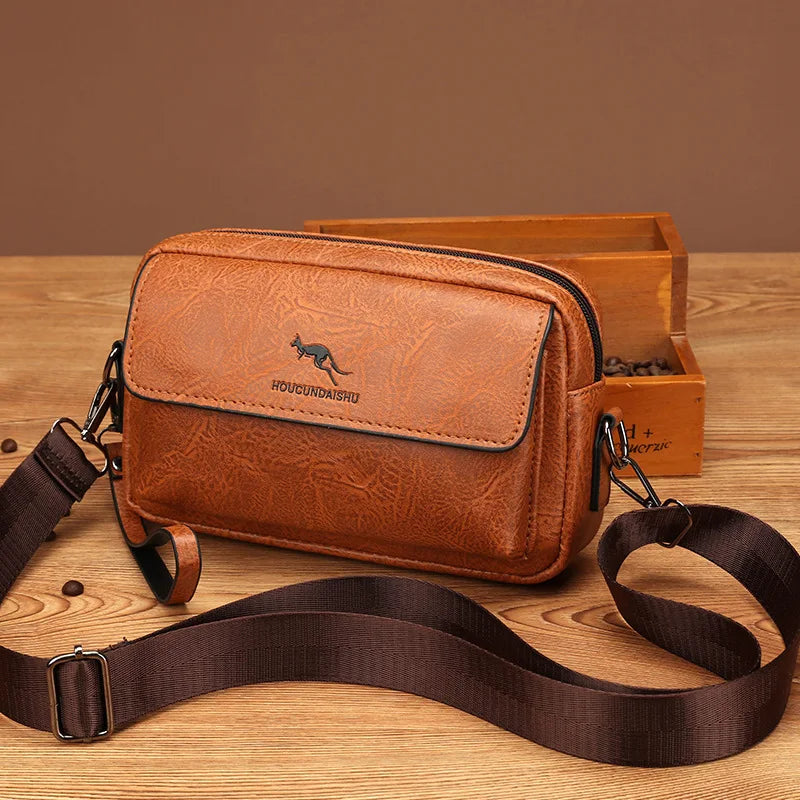 Men's PU Leather Clutch Bag – Long Wallet & Mini Crossbody Shoulder Handbag