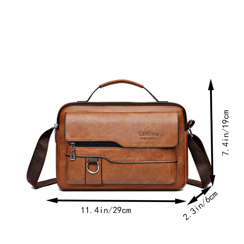 Men's Retro Soft Faux Leather Crossbody Bag – Handheld Messenger Purse in Black, Brown & Coffee