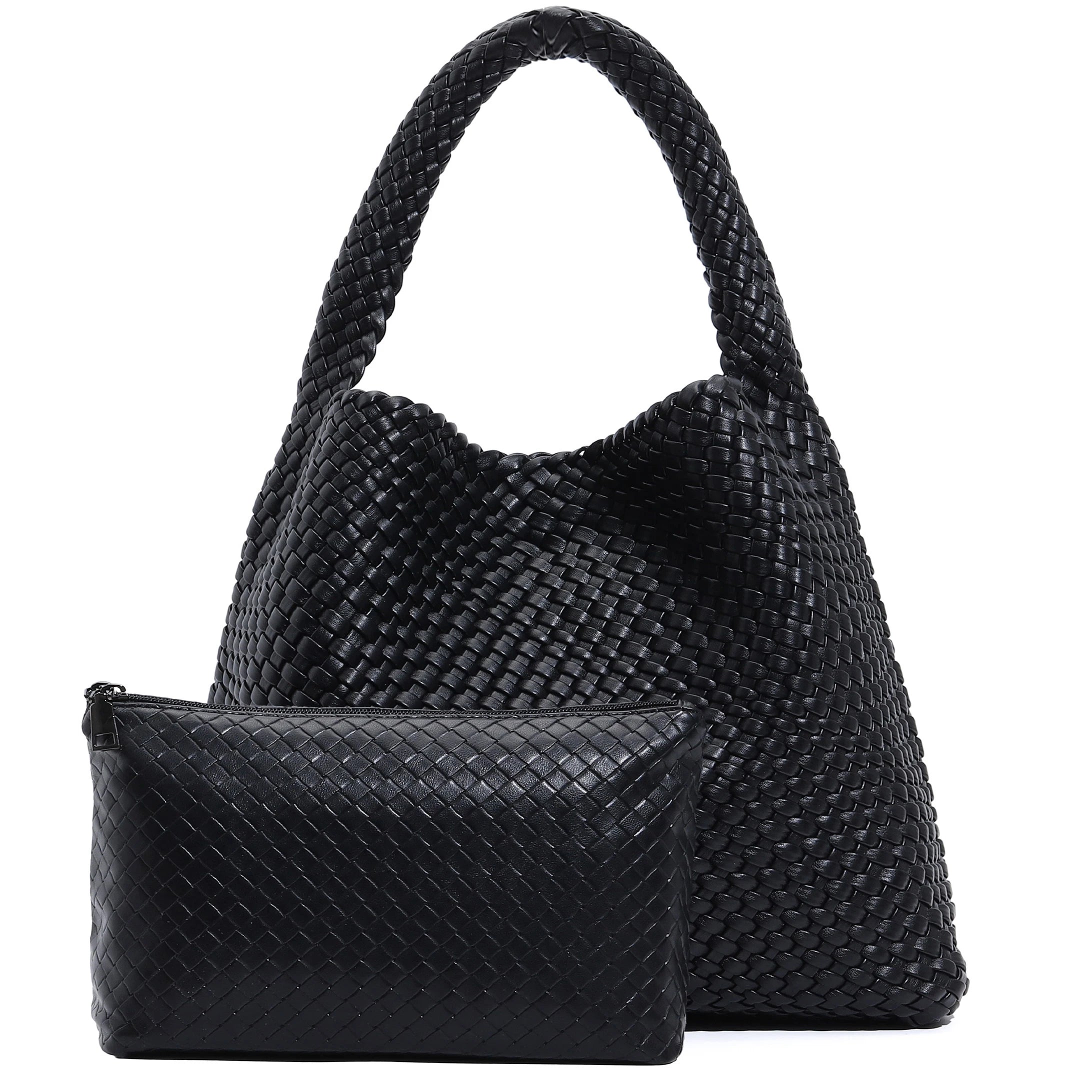 Women's Woven Vegan Leather Tote Bag