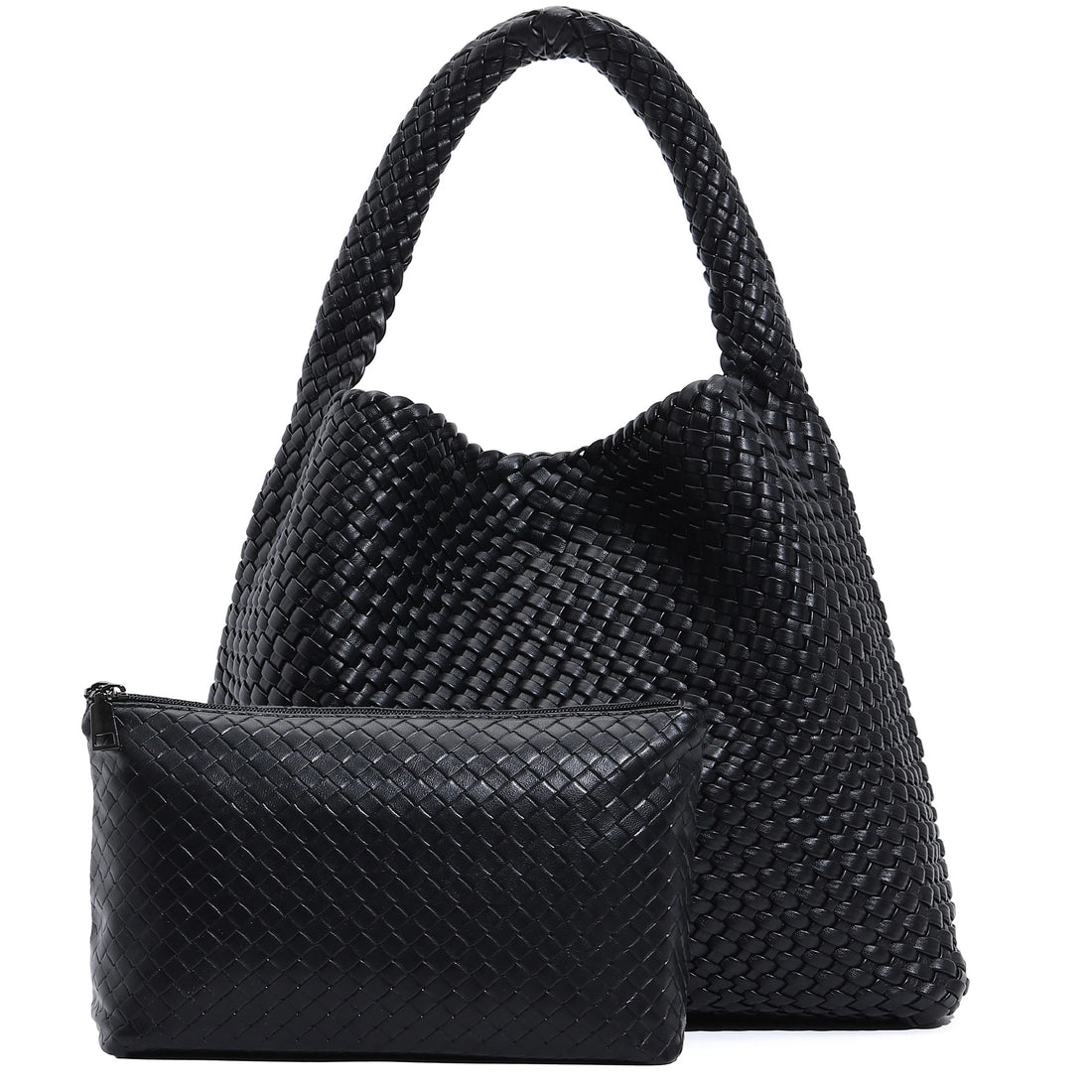 Women's Woven Vegan Leather Tote Bag