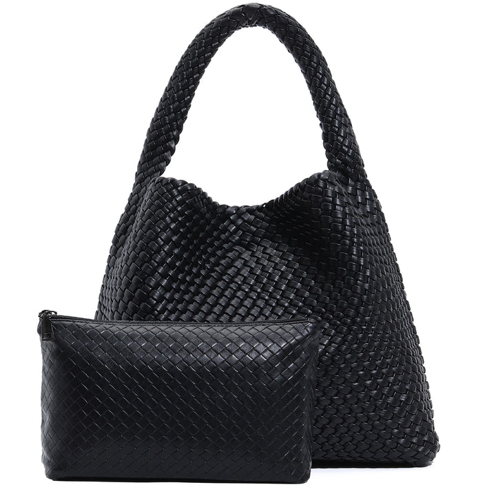 Women's Woven Vegan Leather Tote Bag