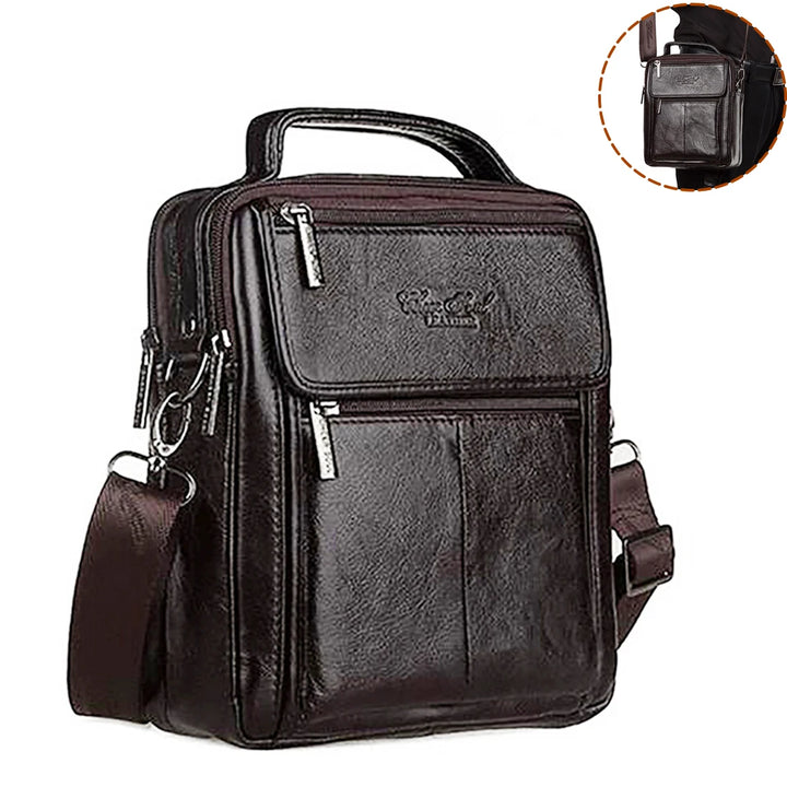 Men's Genuine Leather Crossbody Messenger Bag – Business Briefcase Top Handle Tote Handbag