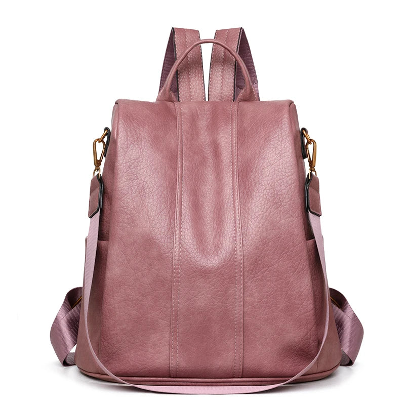 Anti-Theft Soft Leather Women's Travel Backpack