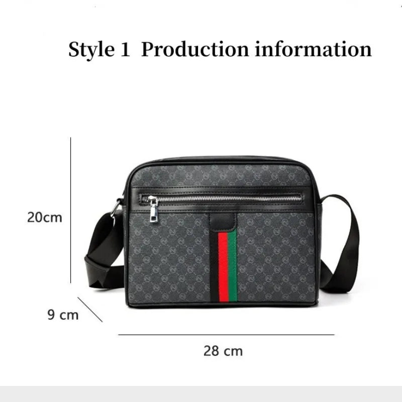 Men's Fashion Letter-Print Crossbody Bag – Luxury Brand Messenger Sling Satchel