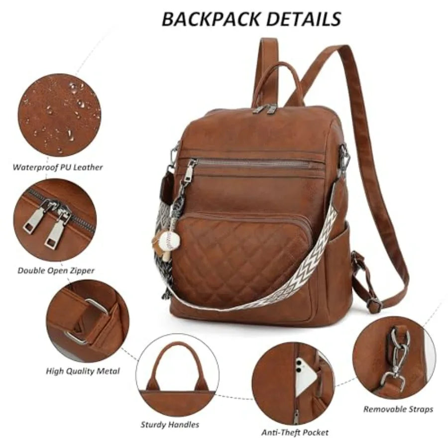 Women's Large Leather Convertible Backpack Handbag