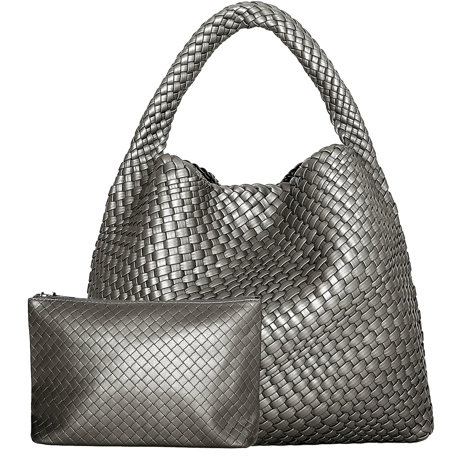 Women's Large Woven Leather Shoulder Tote