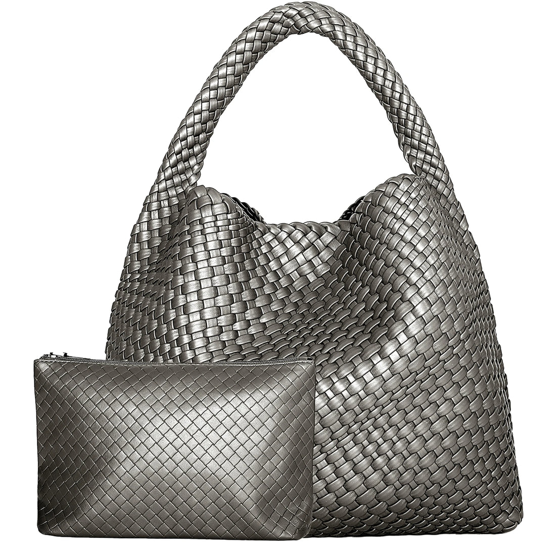 Women's Large Woven Leather Shoulder Tote