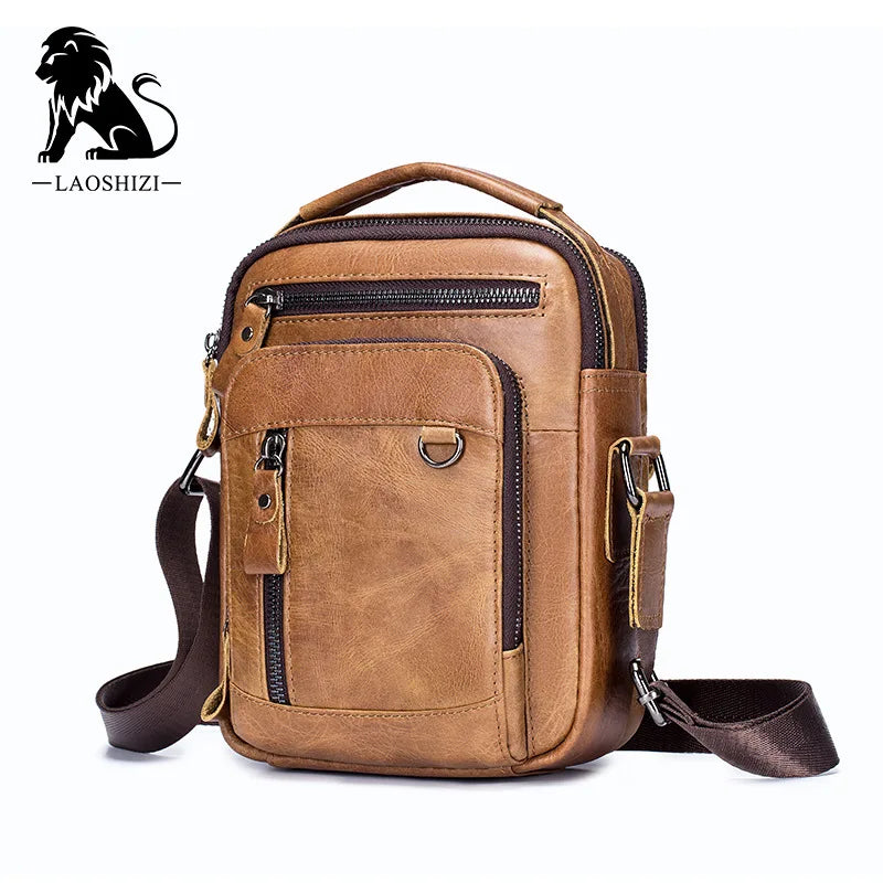 Men's Genuine Leather Shoulder Bag – Small Designer Crossbody Handbag