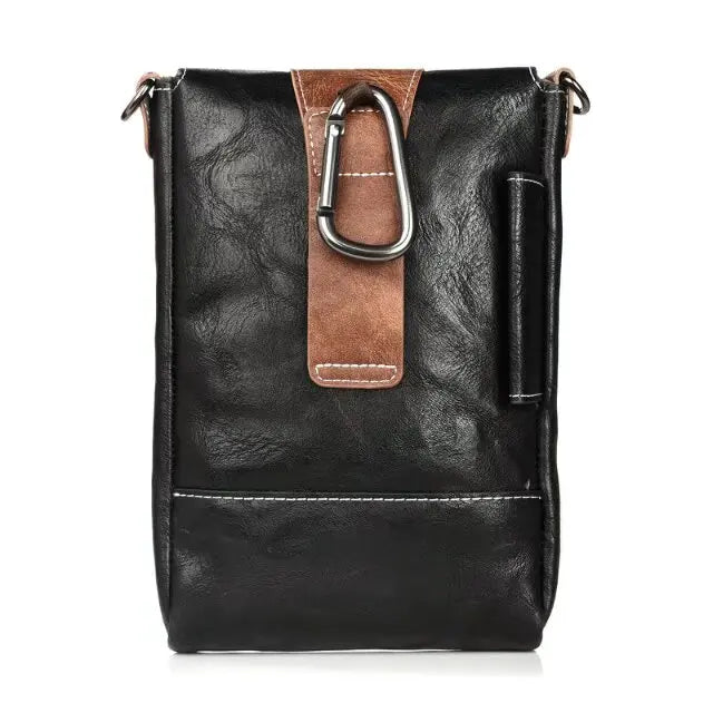 Men's Waterproof Leather Fanny Pack – Large Capacity Waist Belt Phone Bag for Travel & Outdoor