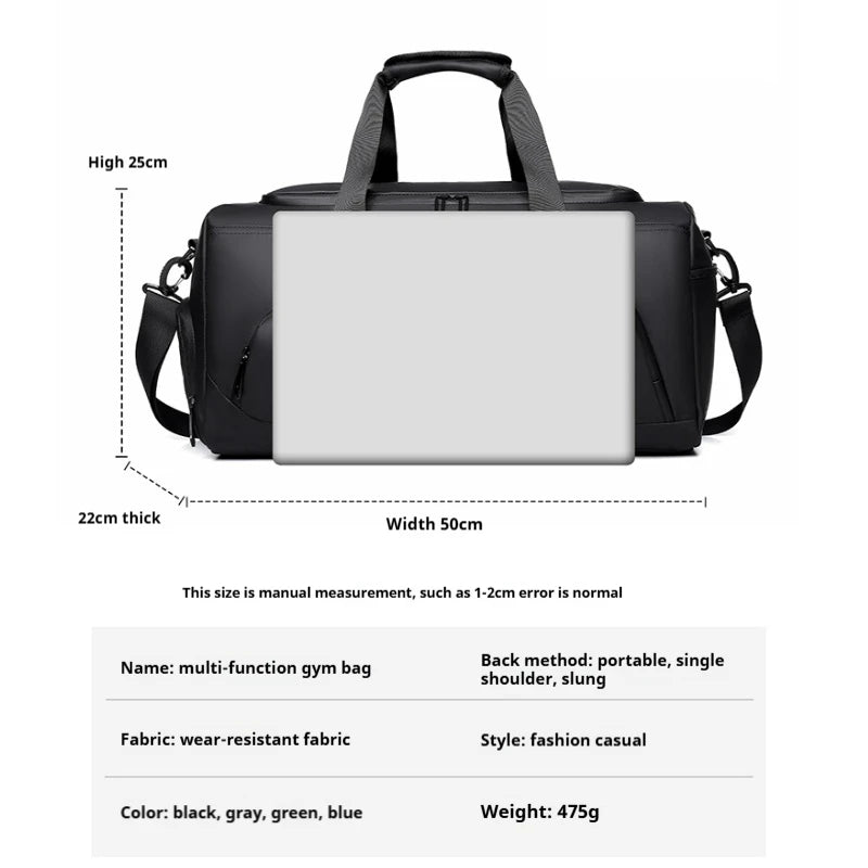 Sports Gym Bag with Shoe Compartment & Multi-Pockets