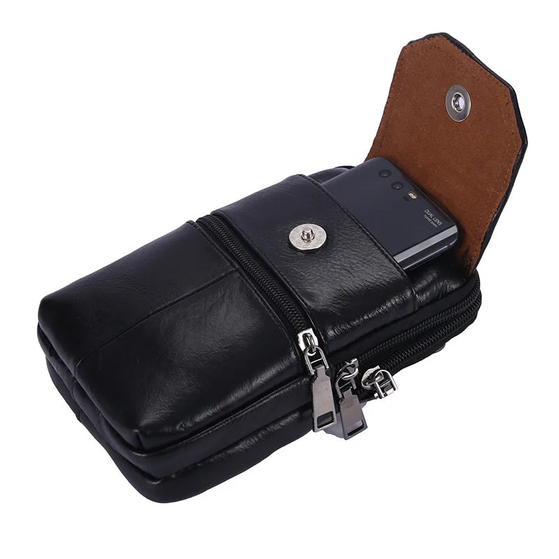 Men's Leather Messenger Bag – Multi-Pocket Travel Chest & Waist Bag
