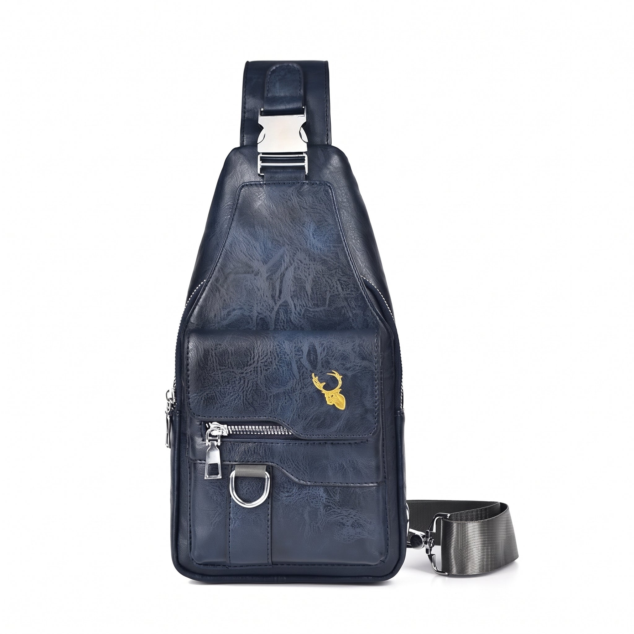 Women's & Men's PU Leather Crossbody Bag – Vintage Waterproof Sling Chest Bag with Large Capacity