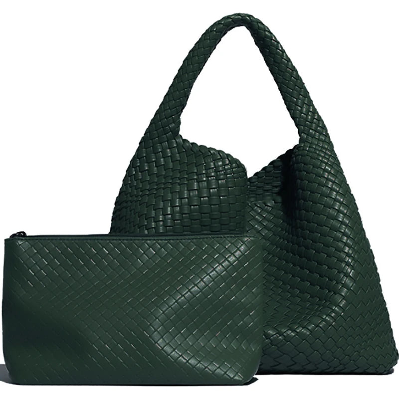 Women's Woven Vegan Leather Tote Bag