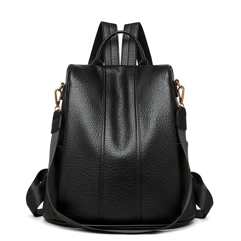Anti-Theft Soft Leather Women's Travel Backpack