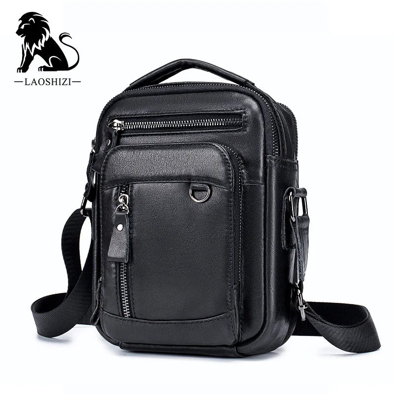 Men's Genuine Leather Shoulder Bag – Small Designer Crossbody Handbag
