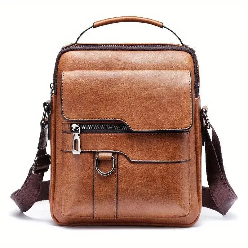 Men's PU Leather Crossbody Bag – Business Messenger Bag for iPad (9.7")