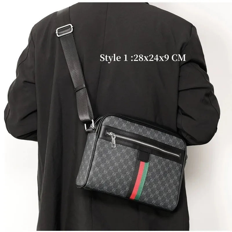 Men's Fashion Letter-Print Crossbody Bag – Luxury Brand Messenger Sling Satchel