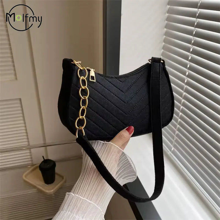 Mini Felt Crescent Saddle Bag for Women