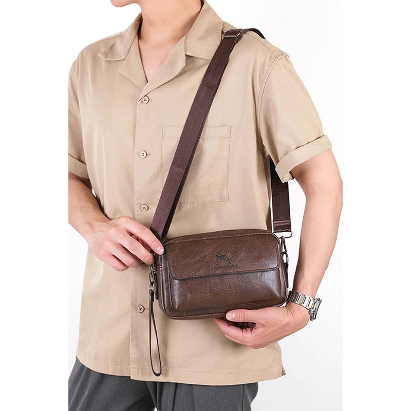 Men's PU Leather Clutch Bag – Long Wallet & Mini Crossbody Shoulder Handbag