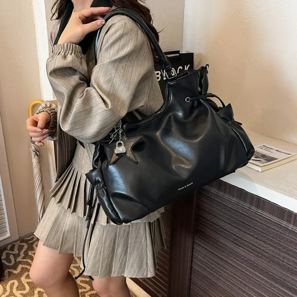 Vintage Oil-Wax Leather Laptop Tote Bag