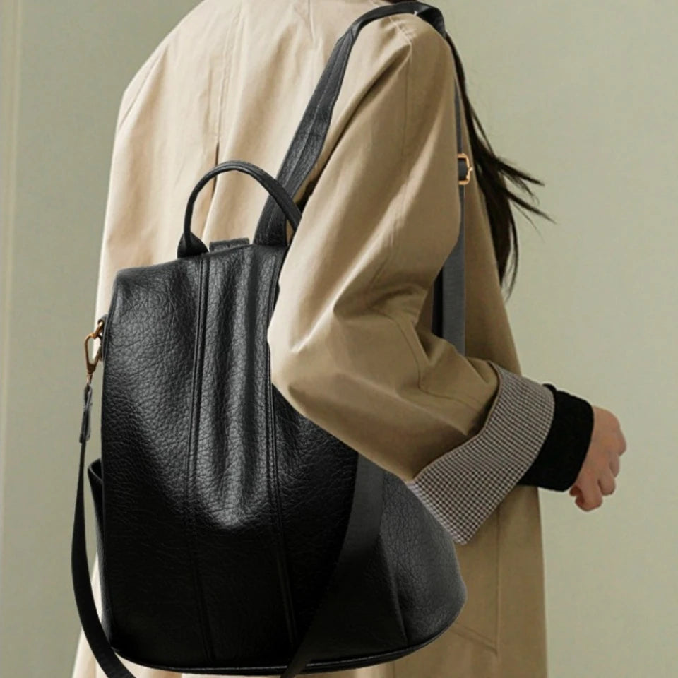 Anti-Theft Soft Leather Women's Travel Backpack