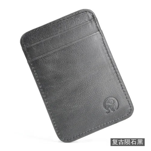 Genuine Oil Wax Cowhide Leather Card Holder – Retro Coin Purse for Men & Women