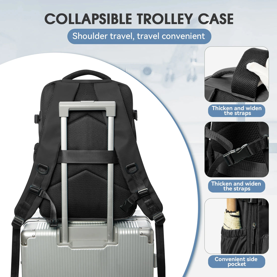 Vacuum Compression Travel Backpack – Expandable 17-Inch Laptop Bag