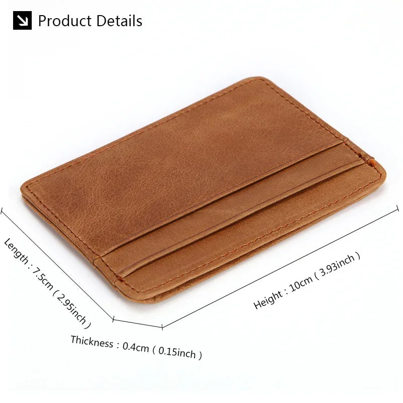Genuine Oil Wax Cowhide Leather Card Holder – Retro Coin Purse for Men & Women
