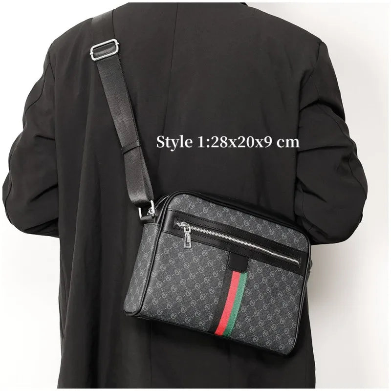 Men's Fashion Letter-Print Crossbody Bag – Luxury Brand Messenger Sling Satchel