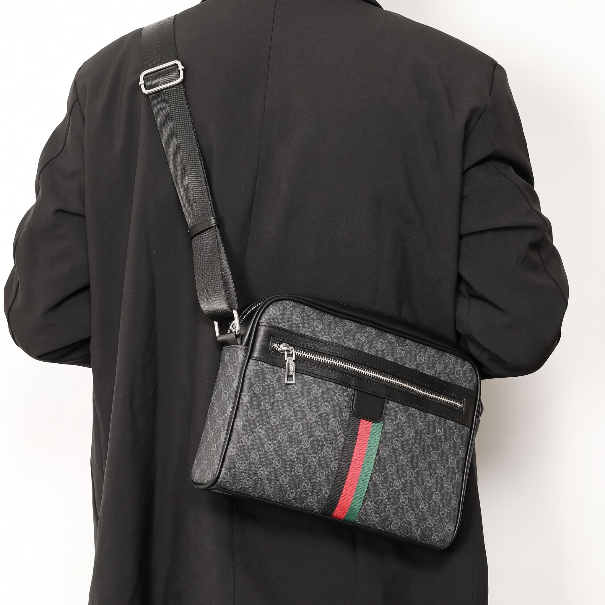 Men's Fashion Letter-Print Crossbody Bag – Luxury Brand Messenger Sling Satchel