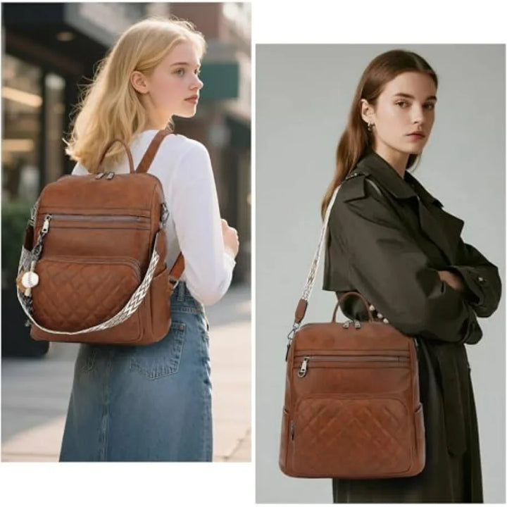 Women's Large Leather Convertible Backpack Handbag