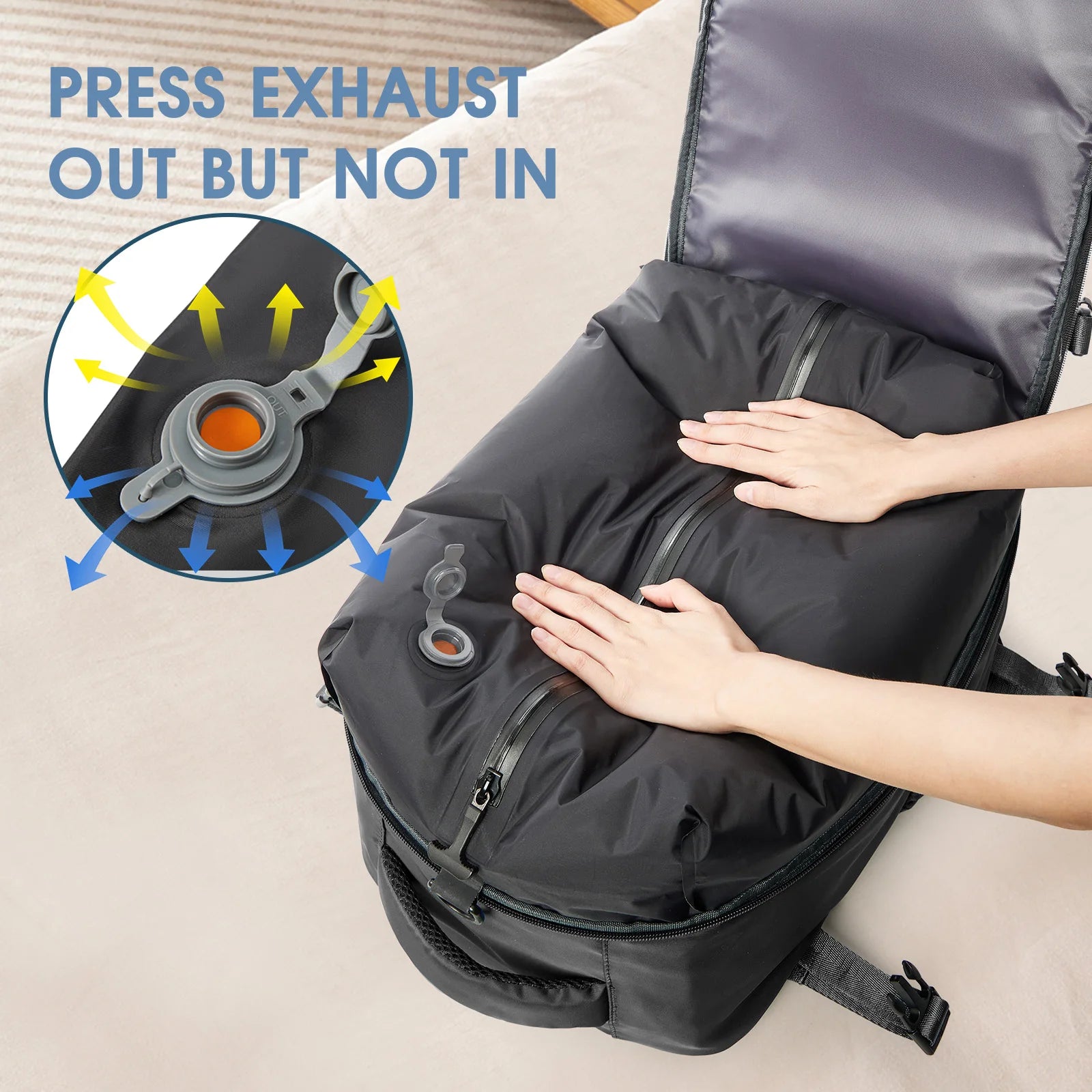 Vacuum Compression Travel Backpack – Expandable 17-Inch Laptop Bag