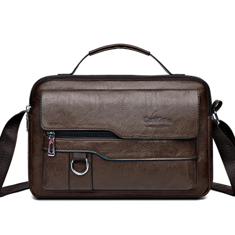 Men's Retro Soft Faux Leather Crossbody Bag – Handheld Messenger Purse in Black, Brown & Coffee
