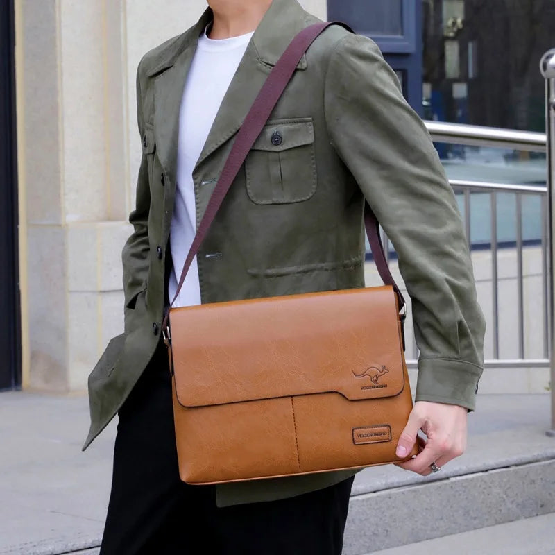 Men's Leather Shoulder & Messenger Bag – iPad Business Crossbody Sling Bag