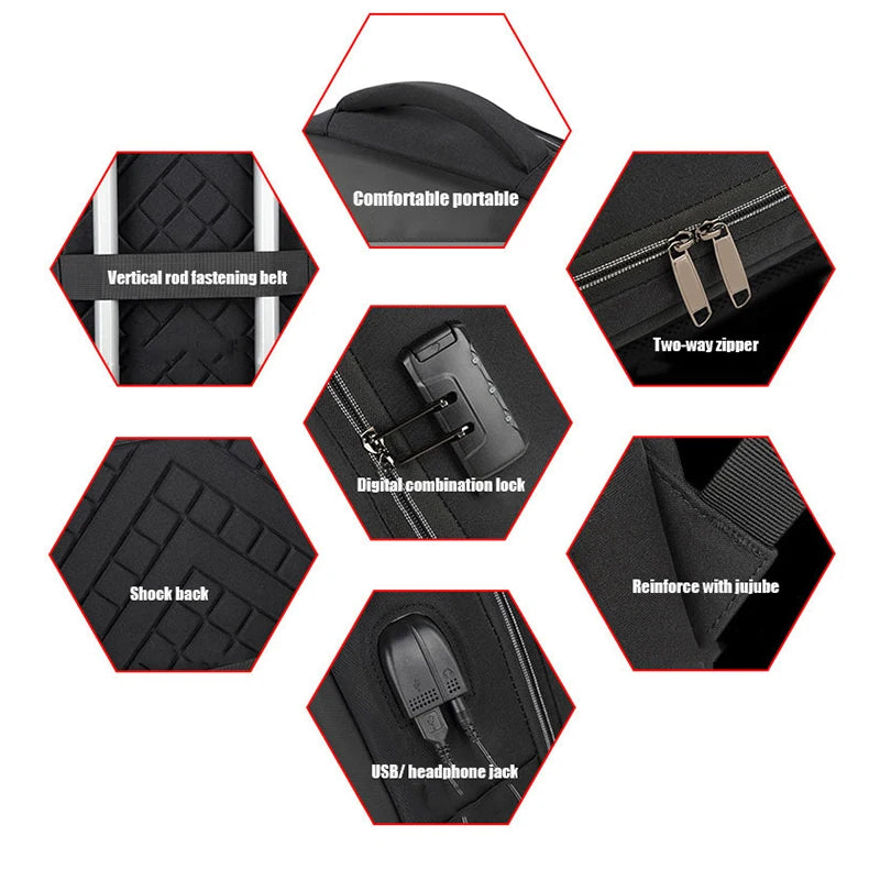 Men's 17" Hard Shell Anti-Theft Gaming Backpack