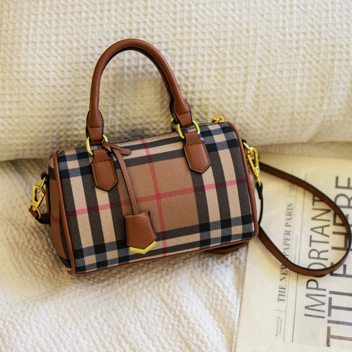 Plaid Stripe Crossbody Tote Bag for Women