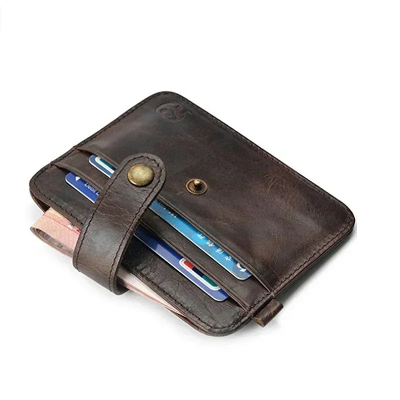 Men's Genuine Leather Slim Wallet – Minimalist Card Holder & Money Purse