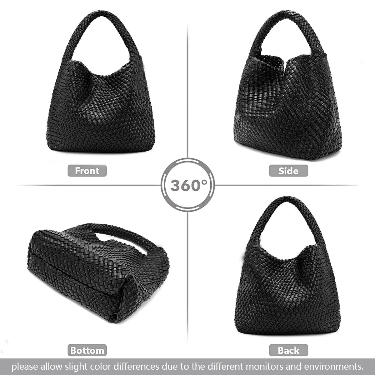Women's Large Woven Leather Shoulder Tote