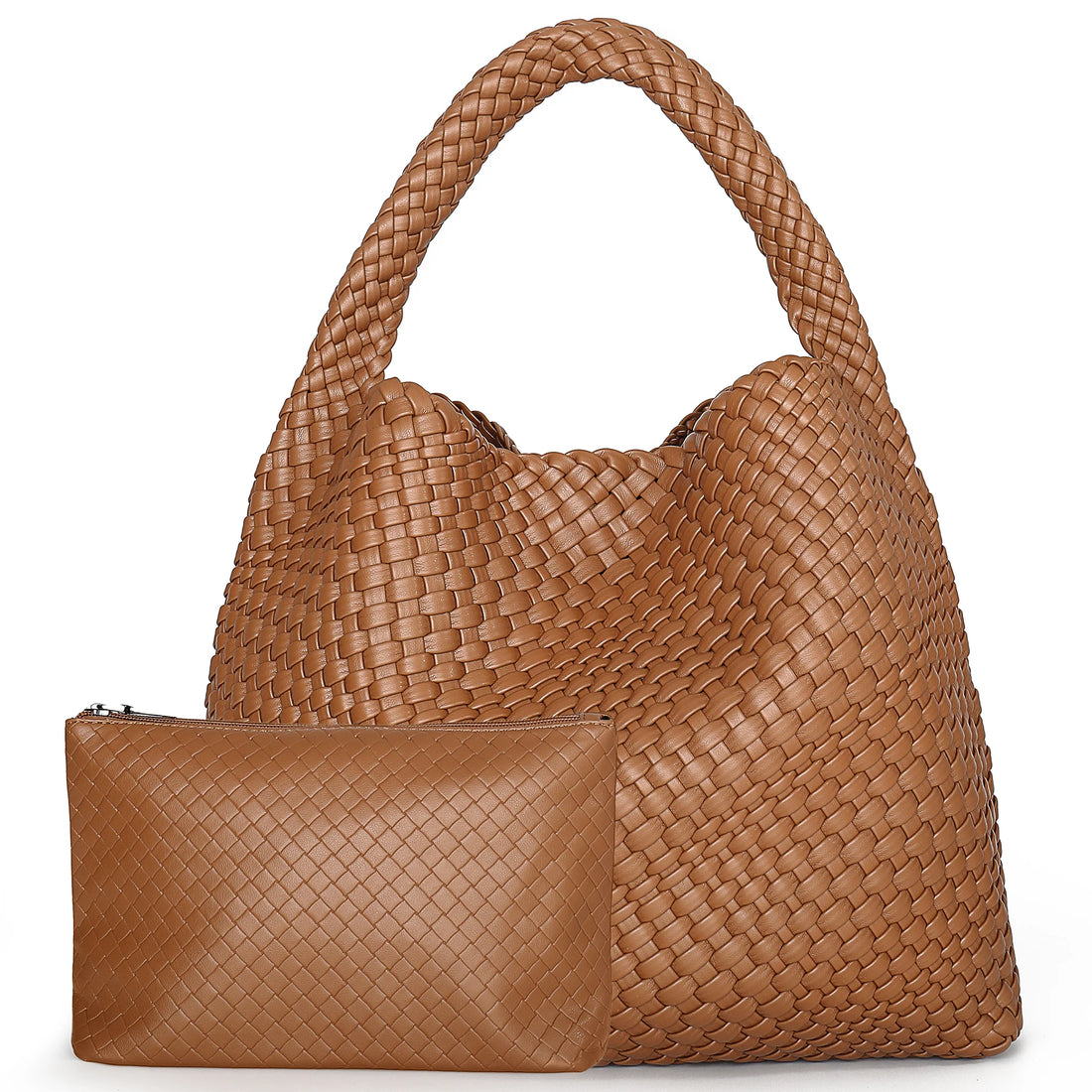 Women's Large Woven Leather Shoulder Tote