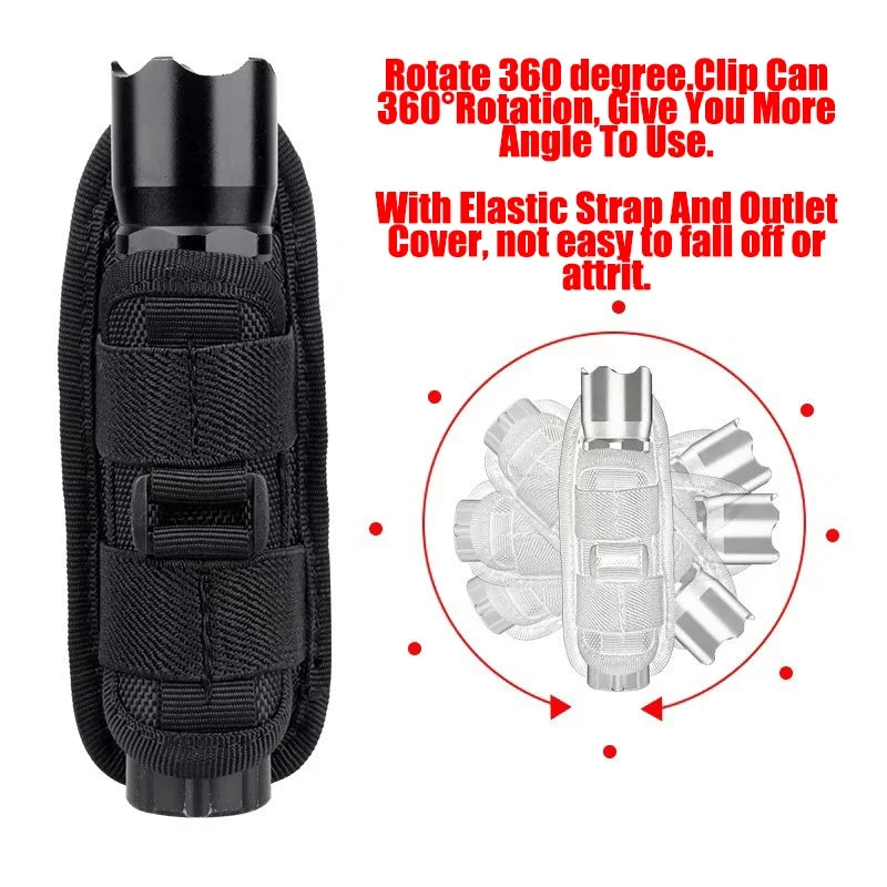 Tactical Flashlight Pouch – 360° Rotary Torch Holster & Belt Bag for Outdoor Use