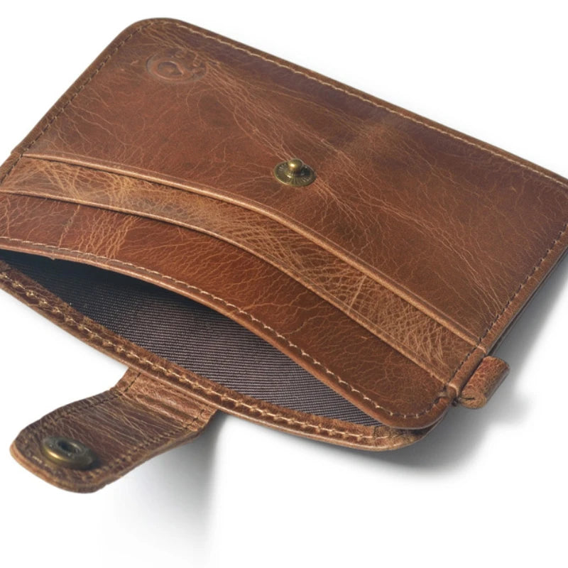 Men's Genuine Leather Slim Wallet – Minimalist Card Holder & Money Purse