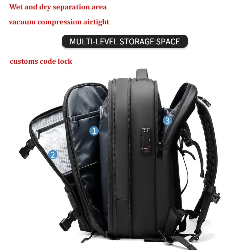 Vacuum Compression Travel Backpack – Expandable 17-Inch Laptop Bag