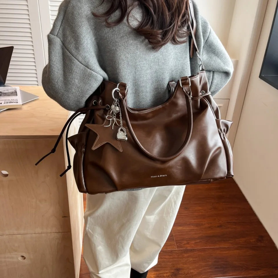 Vintage Oil-Wax Leather Laptop Tote Bag