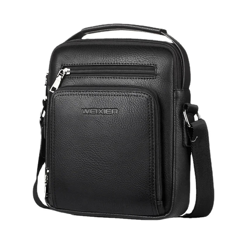 Men's PU Leather Briefcase Crossbody Bag – Multi-Pocket Business Travel Shoulder Bag