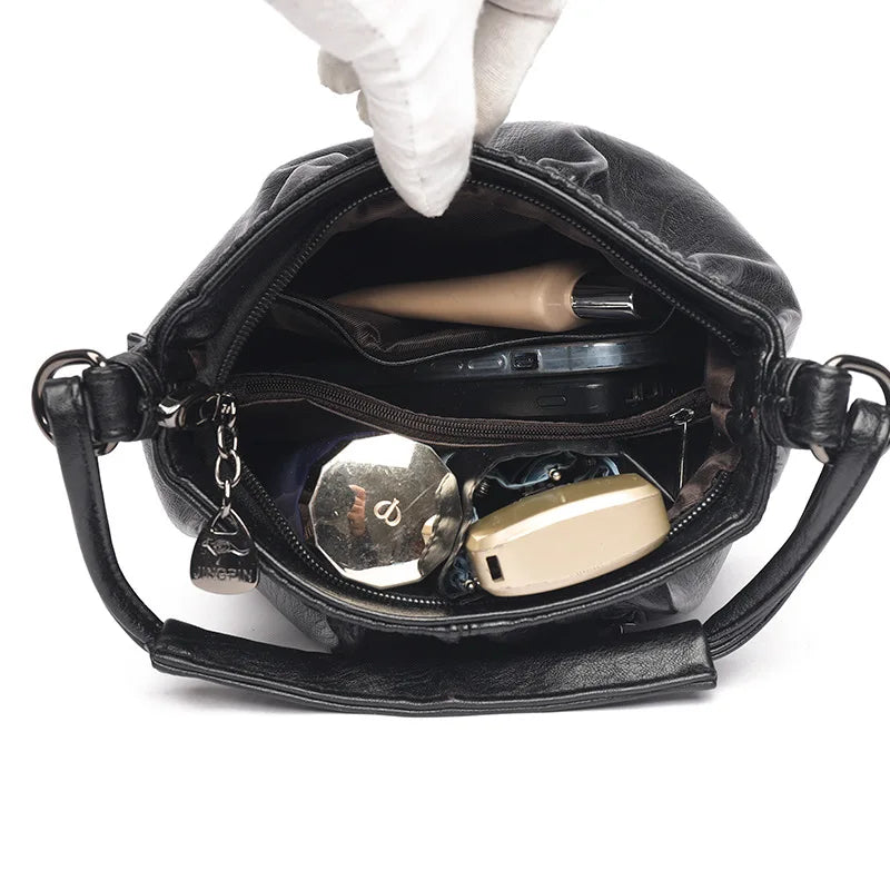 Women's Vintage Shell Bag – Luxury PU Leather Crossbody Shoulder Handbag