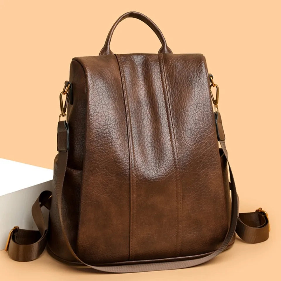Anti-Theft Soft Leather Women's Travel Backpack