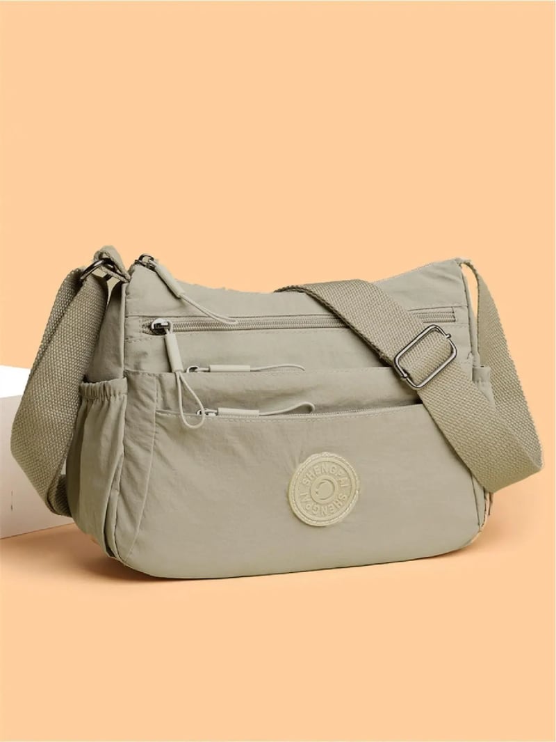 Women Solid Color Crossbody Bag & Multi-Pocket Zipper Fashion Daily Bag