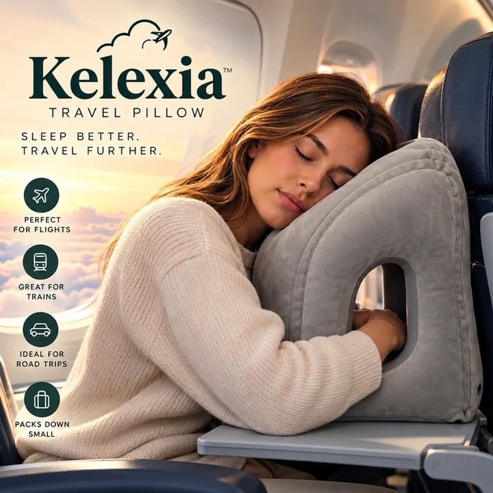 Inflatable Travel Pillow – Portable Head & Arm Support for Flights