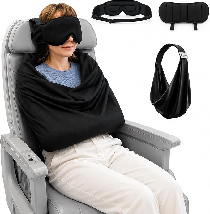 3-in-1 Travel Pillow with Adjustable Eye Mask