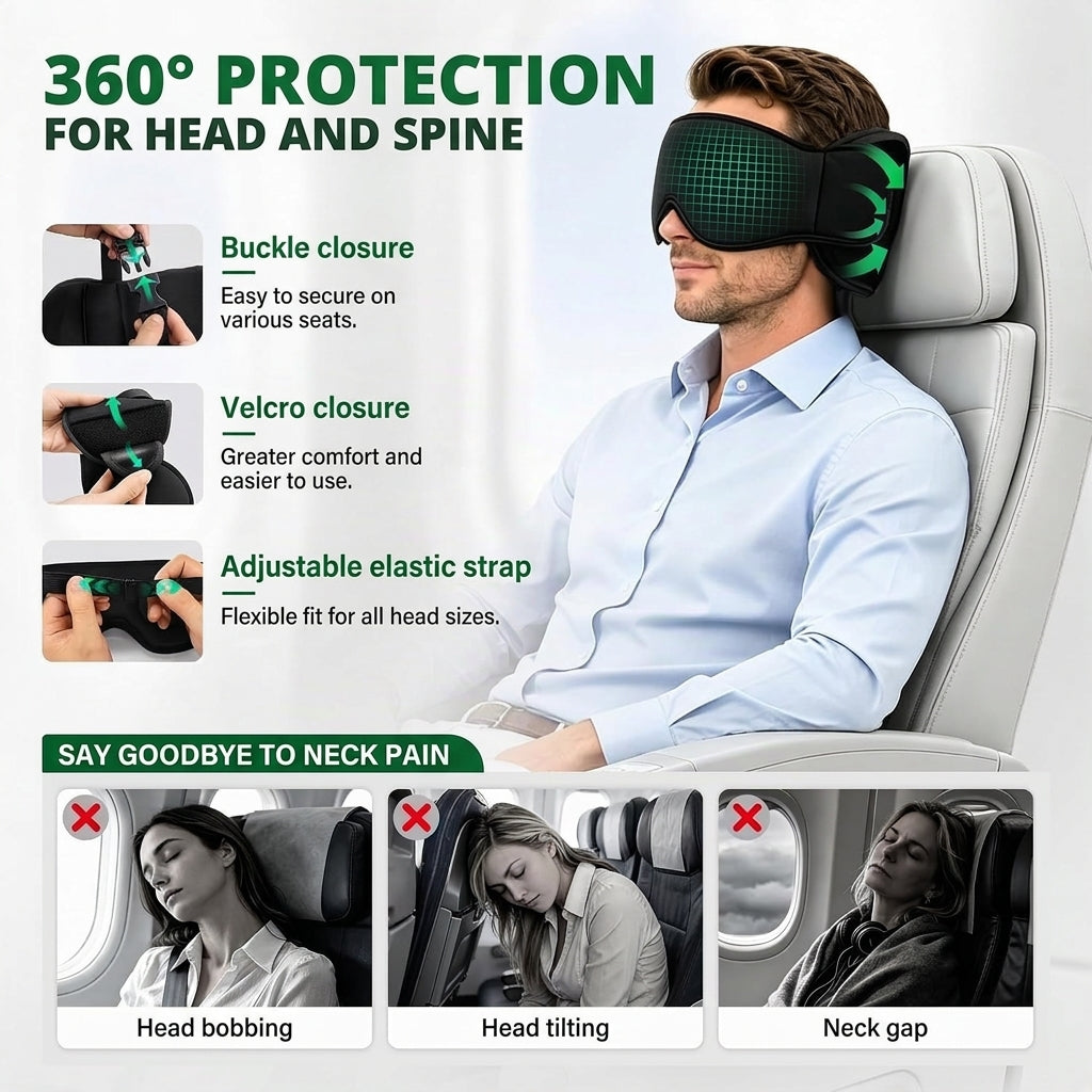 3-in-1 Travel Pillow with Adjustable Eye Mask